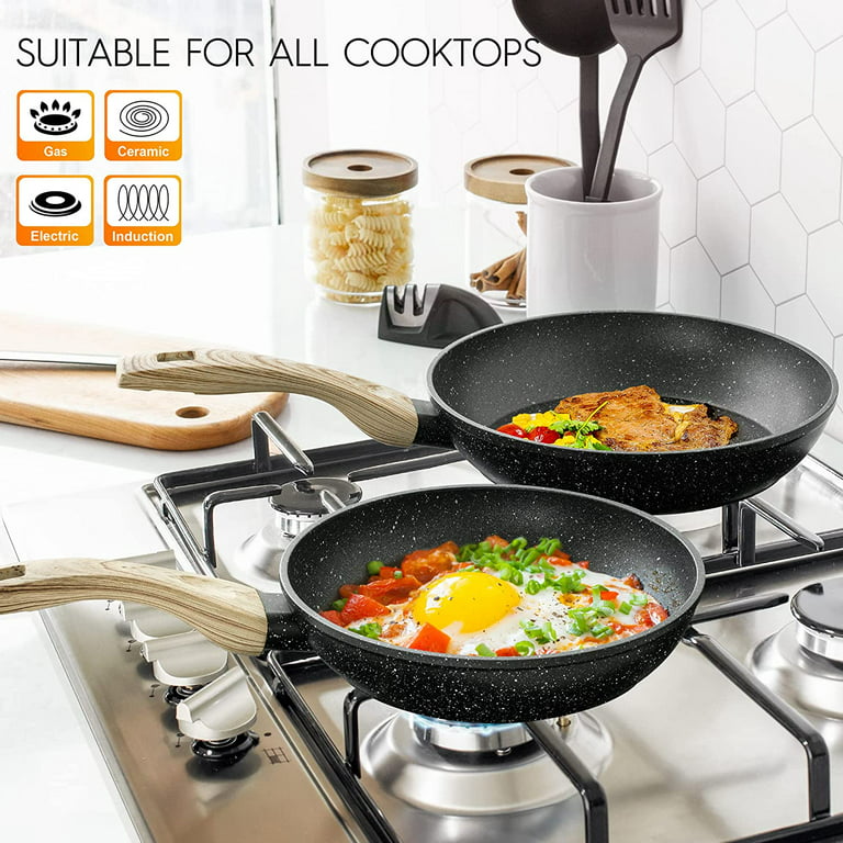 White Pots and Pans Set Nonstick Cookware Sets, 12pcs White Granite  Cookware Set Induction Compatible