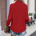 thumbnail image 3 of Long Sleeve Dress Shirts for Women Button Down Casual Business Work Tops with Pocket Tunic Blouses 2026 Red L, 3 of 4