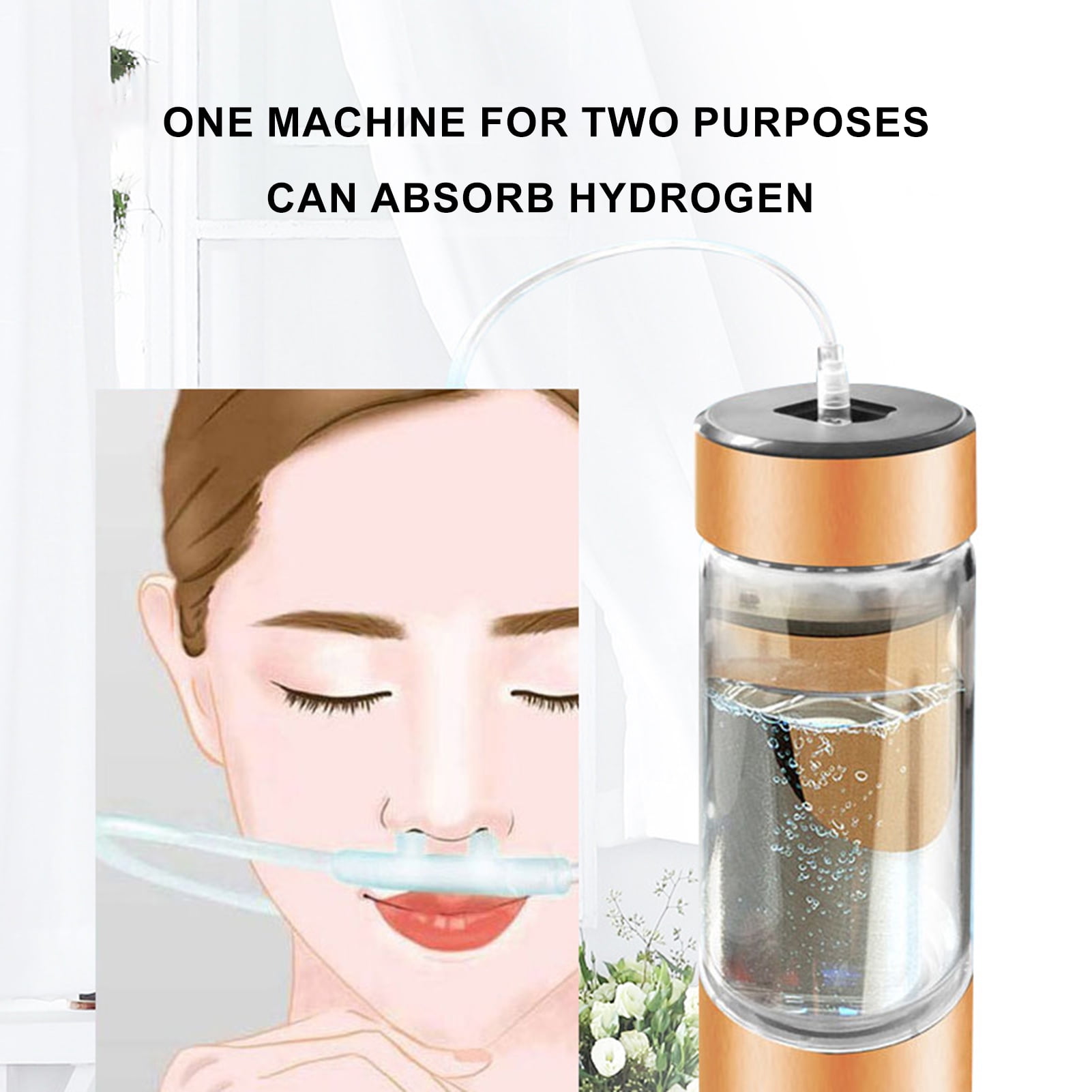 Homelife Portable Hydrogen Rich Water Cup Leak-proof Transparent Glass Water Bottle Hydrogen & Oxygen Separation Smart Water Kettle for Outdoor Travel Camping Hiking
