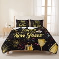 thumbnail image 3 of King Quilt Set 96''x106'', Happy New Year Lightweight Summer Bedspread Coverlet Set with 2 Pillow Shams, Colorful Modern Abstract Art Breathable All Season Quilt Bedding for Bedroom/Guest Room, 3 of 9