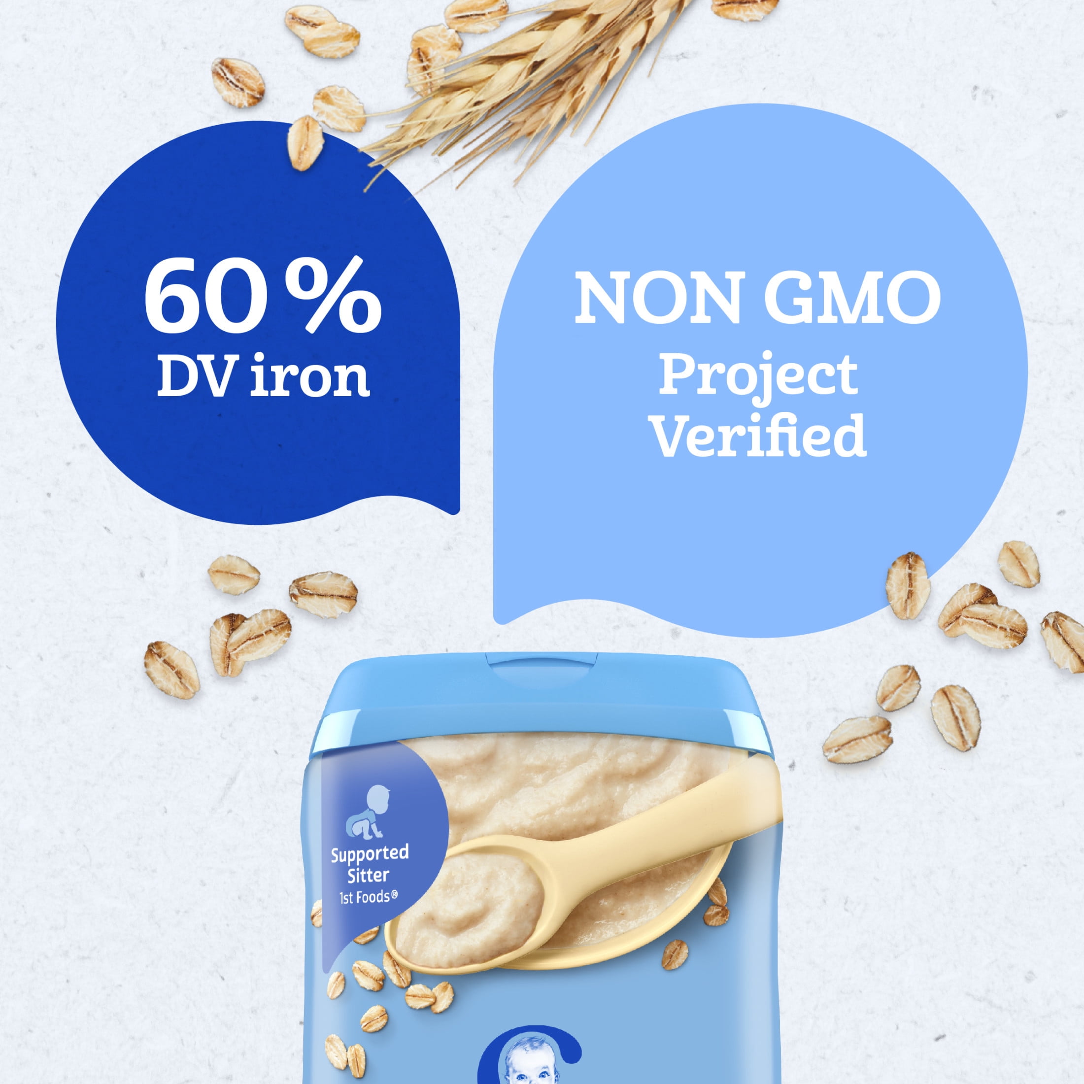 Gerber Stage 1 Baby Food, Baby Oatmeal Cereal, 8g Whole Grains, Infant Cereal 1 lb.