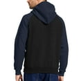 thumbnail image 2 of Tyhengta Men's Hoodies Pullover Plaid Jacquard Hoodie Long Sleeve Casual Drawstring Sweatshirts with Pocket Black/Indigo L, 2 of 9
