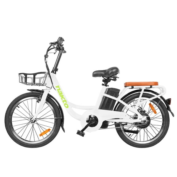 Nakto 20in PONY White City Electric Bicycle/Bike for Women 250w Motor 36V 10Ah Long Lasting Lithium-Ion Battery