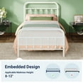 thumbnail image 6 of Allewie Twin Metal Platform Bed Frame with Vintage Pattern Headboard/Footboard, No Box Spring Needed, White, 6 of 8
