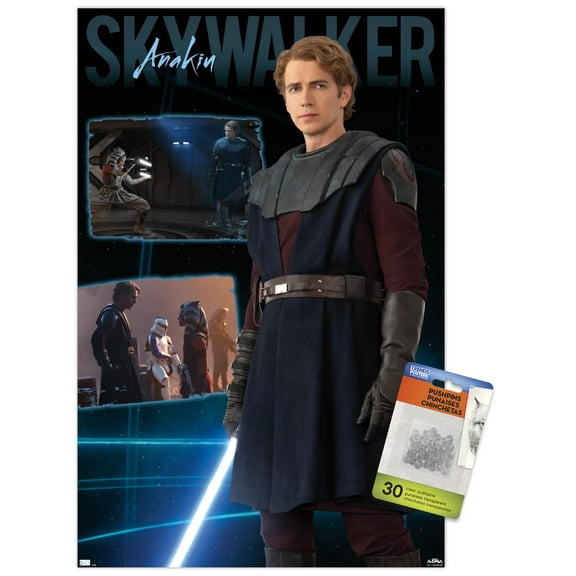 Star Wars: Ahsoka - Anakin Skywalker Wall Poster with Push Pins, 14.725" x 22.375"