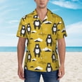 thumbnail image 5 of Uemuo Cartoon Bear Yellow Printed Regular Fit Short Sleeve Casual Hawaiian Shirt for Men,Aloha shirt,Tropical shirt,Floral print shirt,Vacation Beach shirt-, 5 of 9
