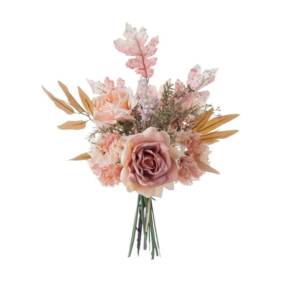 Hydrangea Rose Artificial Flower, Ongmies Rose Artificial Flowers Faux Rose Bouquet Set with Stems for Wedding Hand Bouquet Silk Rose Flower Arrangement for Table Centerpiece Decoration Home, Pink