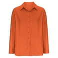 thumbnail image 3 of Elvqul Shirts for Women Button up Plus Size Long Sleeve Blouses for Women Fall Solid Orange Collared Shirt, 3 of 5