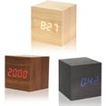thumbnail image 4 of Reloj despertador de madera: mini reloj digital con pantalla de temperatura y hora, brillo de 3 niveles y control por voz, perfecto para viajes en casa, 4 of 4