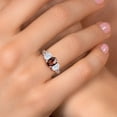 thumbnail image 4 of Gem Stone King 925 Sterling Silver Red Garnet and White Moissanite Filigree Style 3 Stone Ring for Women (2.53 Cttw, Oval 8X6MM and 6X4MM) (Size 7), 4 of 6
