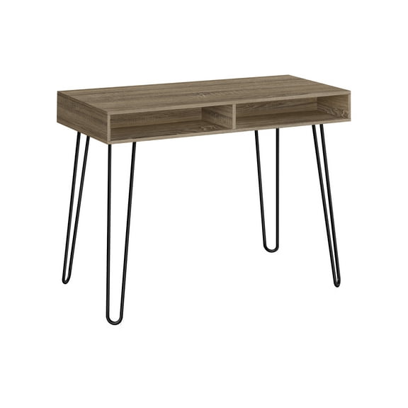 Computer Desk, Home Office, Laptop, Left, Right Set-up, Storage Drawers, 40"l, Work, Brown Laminate, Black Metal, Contemporary, Modern