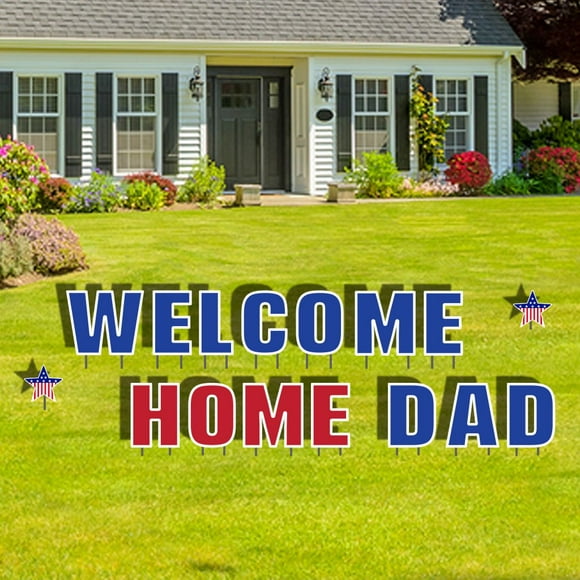 VictoryStore Yard Sign Outdoor Lawn Decorations - Welcome Home Dad Outdoor Decoration Set - 16 pcs