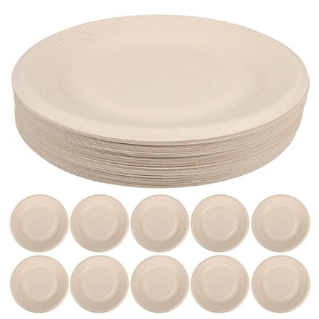 FRCOLOR 50pcs 7 inch Dessert Plate Thickened Paper Round Plate Cake Plate