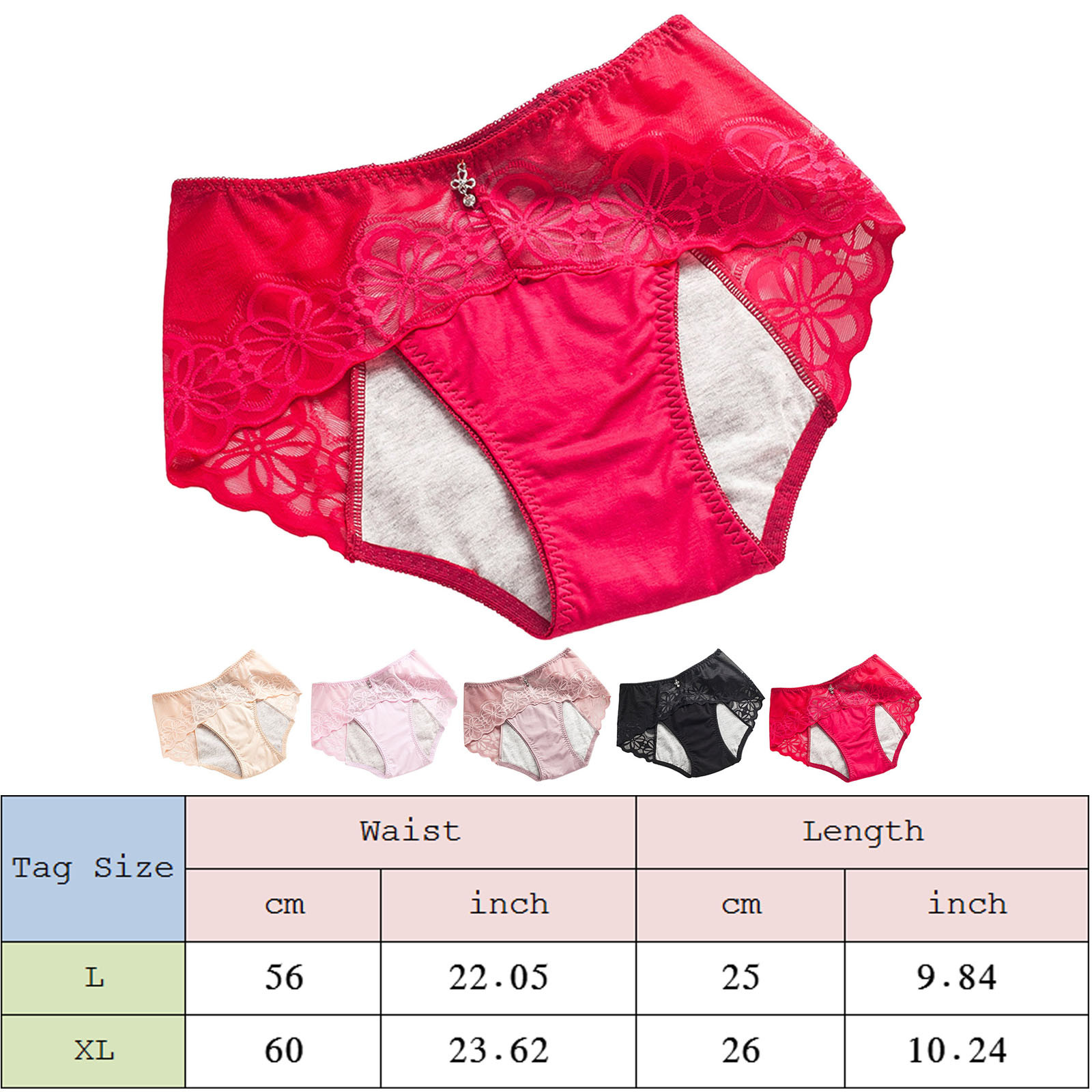 Tensunnyd Women Underwear Seamless Briefs Thongs Panties Lace Panties Menstrual Leak Proof Mid 0031