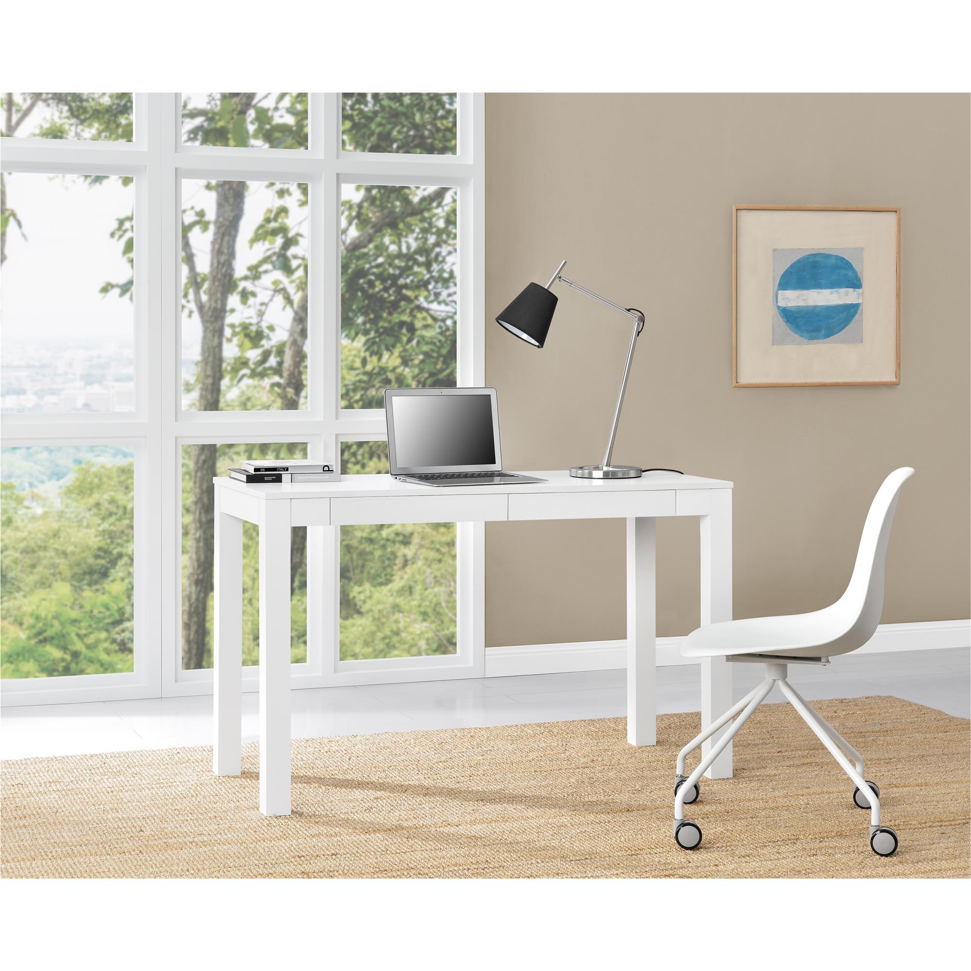 Ameriwood Home Large Parsons Computer Desk with 2 Drawers, White - image 2 of 10