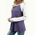 thumbnail image 6 of ClodeEU Women's Color Block Raglan Long Sleeve Shirts,Round Neck Tunic Casual Fashions Tee Purple,Womens Plus M, 6 of 8