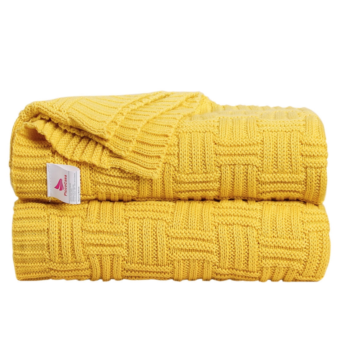 Unique Bargains Soft 100 Cotton Knitted Throw Blanket for Couch Home