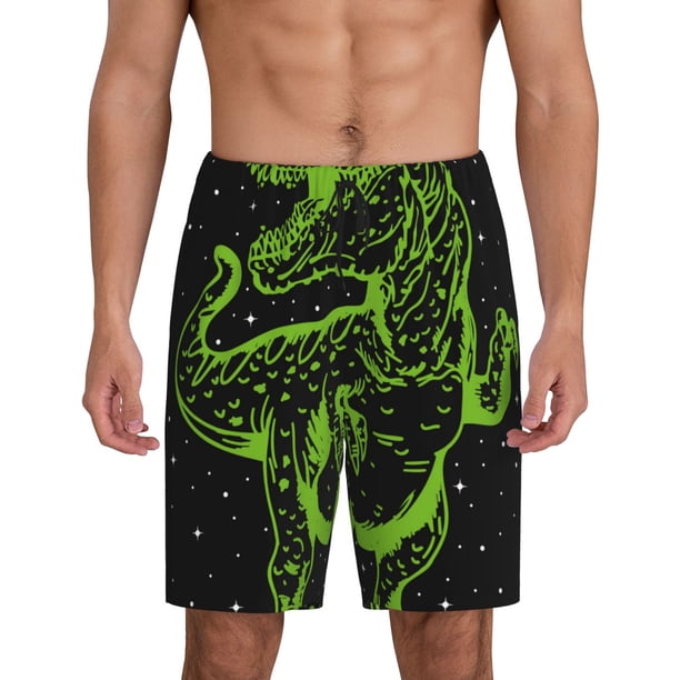 Fotbe DINOSAUR IN SPACE Pantalones Cortos de Pijama para Hombre, Ropa de Dormir, Pantalones de Pijama Cortos para Hombre-4X-Large