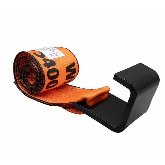 4" x5' Orange Roll Off Winch Strap for Container w/Large Flat Hook - 6,667 lbs WLL High Abrasion Trailer Heavy Duty Roll Off Strap for Safe Cargo Securement