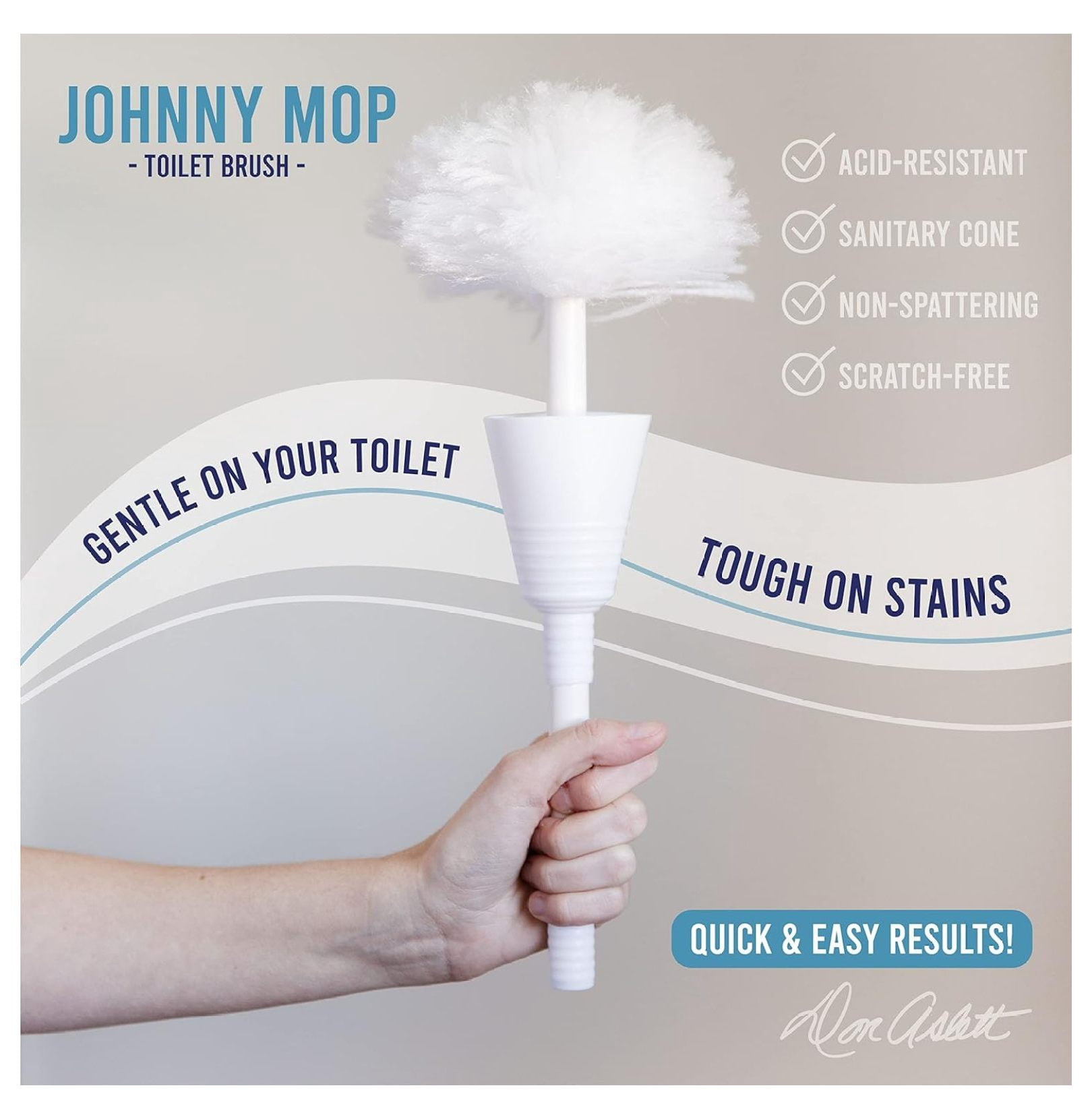 Johnny Mop | Set of 2 Toilet Brushes | 14" Handle to Easily Clean Toilet or Shower | Scratch Free Bowl Swab | Safe to Use with Your Favorite Toilet Bowl Cleaner