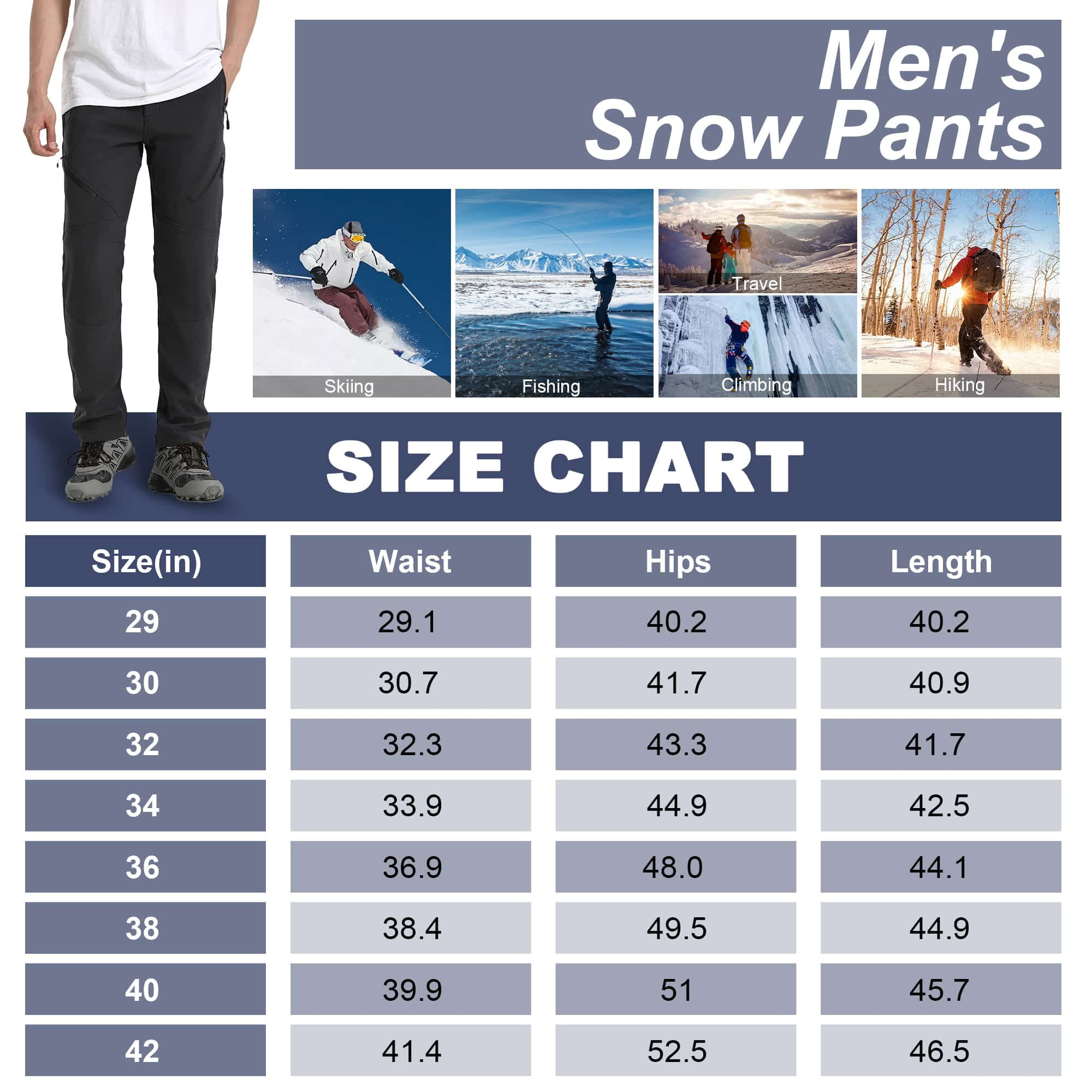 FEN AI Ski Snow Pants Men Fleece Lined Cargo Pant for Hiking Outdoor Insulated Winter Warm Softshell Trousers Black