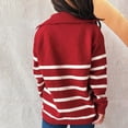 thumbnail image 3 of Womens Fall Collared Cardigan Long Sleeve Striped Knit Sweater Cardigans Button Front Knitwear Sweaters Red, M, 3 of 5