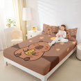 thumbnail image 3 of Manfei Lovely Capybara Bed Sheets,Kawaii Stars Full Size Sheets,Brown,4 Pieces,1 Flat Sheet, 1 Fitted Sheet and 2 Pillowcases, 3 of 6