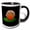 Black/White, variant on 3drose, Cute Kawaii European Robin Red Breast Bird - Adorable Round Birdy Cartoon on Black Background, 15oz Two-tone Red Mug