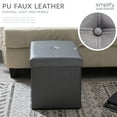 thumbnail image 3 of Simplify Faux Leather Folding Storage Ottoman Cube in Metallic Pewter, 3 of 9