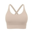 thumbnail image 5 of COMVALUE Sports Bras for Women, Criss Cross Back Medium Support Bras Strappy Yoga Workout Bra with Pads (Beige, XL), 5 of 7