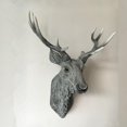 thumbnail image 3 of Escultura de pared de ciervo 3D, decoración de pared artesanal con astas para estatua de jardín. gris, 3 of 8
