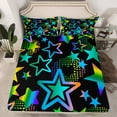 thumbnail image 3 of Feelyou Dreamy Stars Graffiti Twin Sheet Sets for Kids, Black Blue Cartoon Twin Fitted Sheet, Fashion Love Heart Flat Sheet, Ultra Soft Bedroom Decor, 3-Piece, 3 of 8