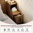 thumbnail image 7 of Fluted Narrow Nightstand with 2 Drawers,Slim Wooden Bedside Table for Bedroom,Walnut, 7 of 7