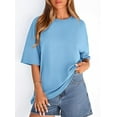 thumbnail image 4 of PRETTYGARDEN Women's Spring Going Out Tops Casual Short Sleeve Crewneck Loose Fit Basic Cute Tee Shirts Summer Outfits, 4 of 10