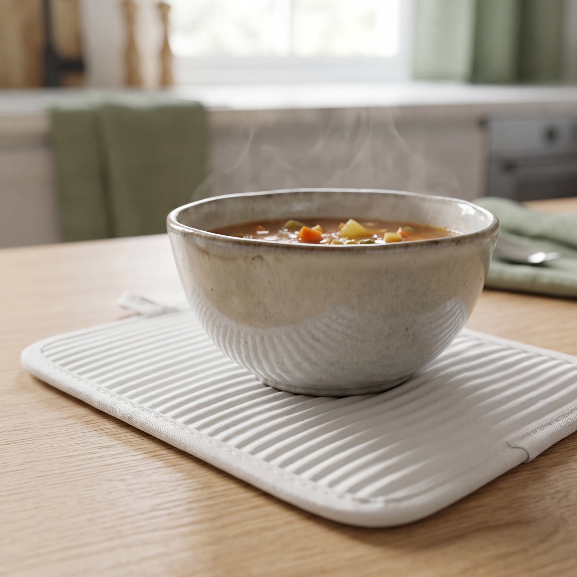 Unique Bargains Heat Resistant Trivets Non-Slip Hot Pads Light Gray 9.1"x 7.1"