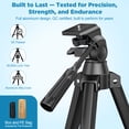 thumbnail image 6 of QUNSE 52" Aluminum Camera Tripod, Lightweight Travel Tripod for Camera & Phone with 360° Pan/180° Tilt Fluid Head, 4-Section Quick Release Stand with Universal 1/4" Screw, 6 of 9