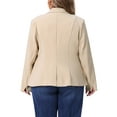 thumbnail image 2 of Agnes Orinda Women's Plus Size Blazer Long Sleeve Button Open Front Business Casual Jacket with Pockets 2X Beige, 2 of 4