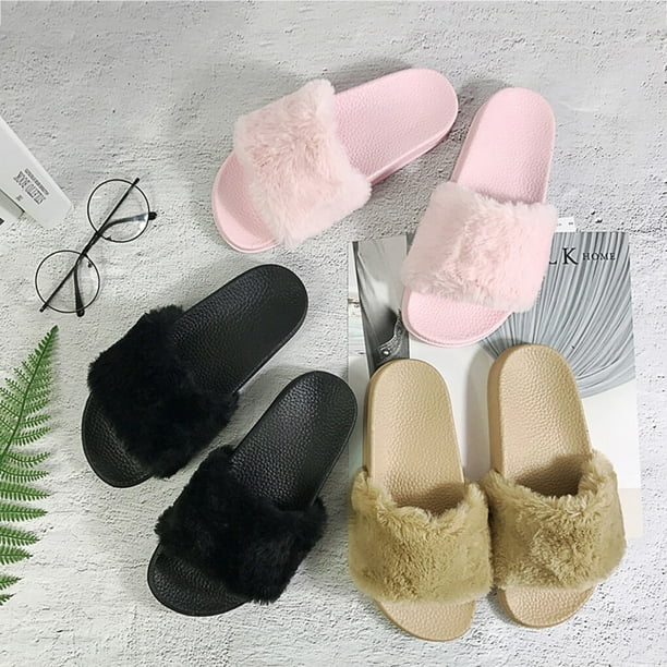 Plush Slippers Female Autumn Winter Open-Toe Flip-Flops Home Comfortable  Non-Slip Cotton Shoes - China Cotton Slipper and Plush Slipper price