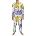 thumbnail image 3 of Naloa Cute Chameleons Men’s Pajamas Set - Long Sleeve Button Down Sleep Shirt and Pajama Bottoms Sleepwear Set-Medium, 3 of 7