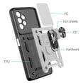 thumbnail image 3 of Rugged Case for Samsung Galaxy A32 5G Shockproof Phone Case with Camera Lens Slide Cover and Ring Holder Kickstand, Support Magnet Car Mount, Military Grade Heavy Duty Protection Cover, Silver, 3 of 7
