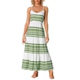 thumbnail image 1 of Vestidos midi de verano Boho INSPIRE CHIC para mujeres con tirantes de espagueti, cintura ajustable, vestido maxi de capas verde S, 1 of 6