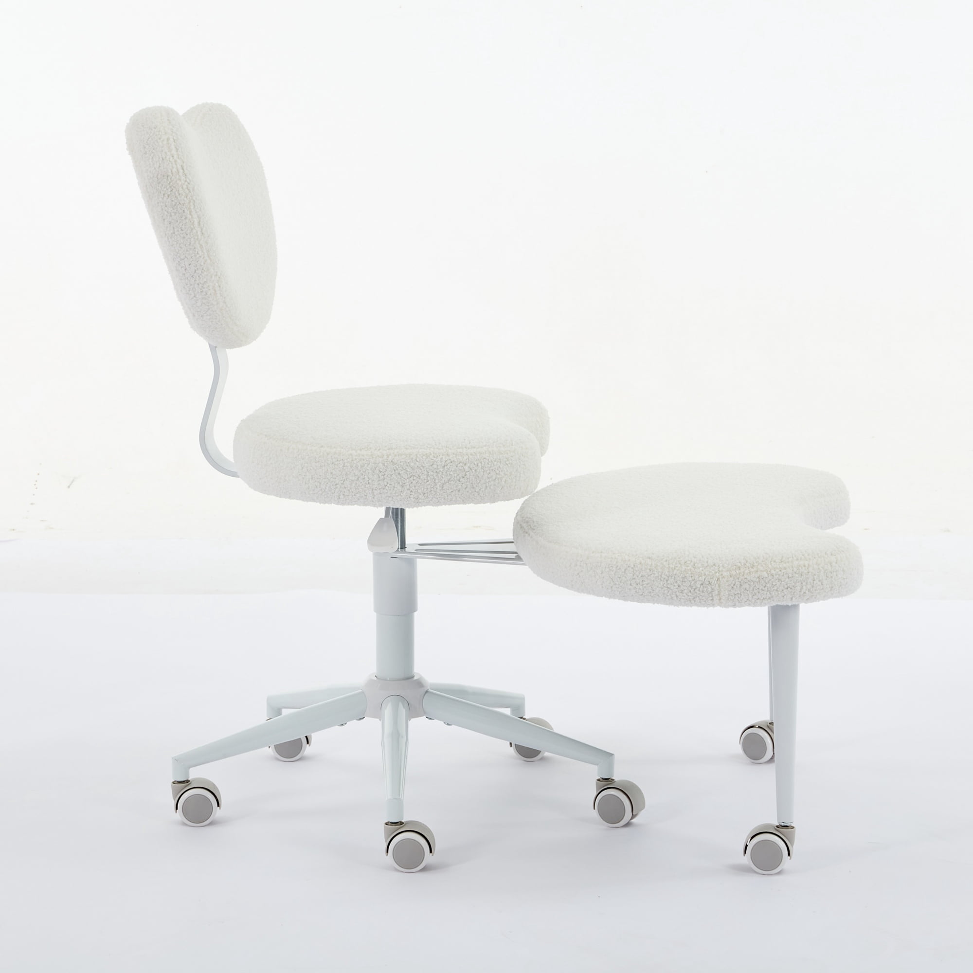 Meditation Chair Plus, Cross Legged Chair with Wheels, ADHD Chair, Criss Cross Desk Chair with Lumbar Support and Adjustable Stool, Flexible Design for Fidgety Sitters, Ivory