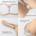 thumbnail image 5 of qolati Women's Push Up Front Closure Bra Unpadded Seamless Criss-Crosses Back Underwire Bra Adjustable Low Cut V-Neck Bralette Nude Bra, 5 of 5