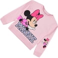 thumbnail image 6 of Disney Girls Minnie Mouse Fashion Sweatshirt - Girls Minnie and Mickey Mouse Crewneck Sweatshirt with Sleeve Print Light Pink, Large, 6 of 7