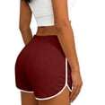 thumbnail image 5 of hlysgo Womens Leggings Shorts High Elastic Waist Lightweight Drawstring Tight 3 Inch Inseam Pajama Sleeping Short Wine,M, 5 of 5