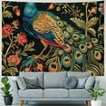 thumbnail image 4 of BCIIG Peacock Flowers Leaves Tapestry Wall Hanging Unique Style Graphic Tapestries Home Wall Decor Art for Living Room Bedroom Apartment Farmhouse Dorm 60x50inch, 4 of 6
