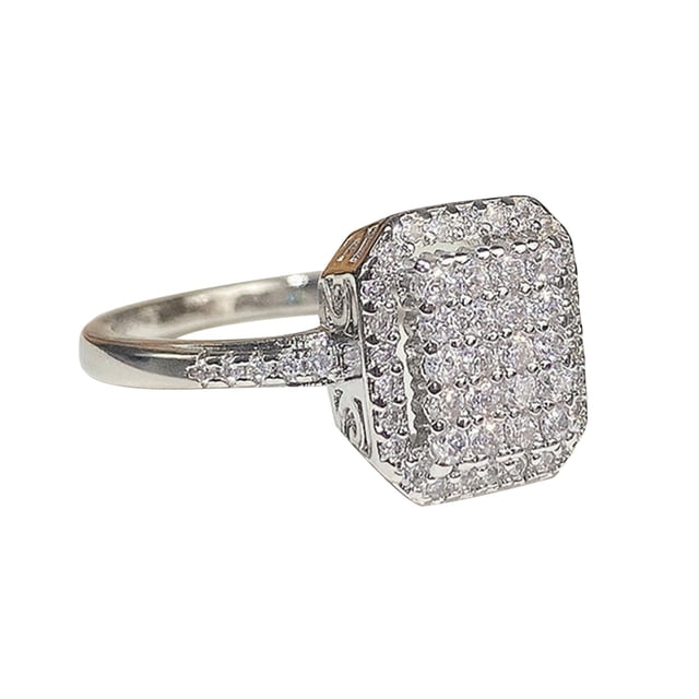 Bague Carrée Créative en Diamant pour Femmes