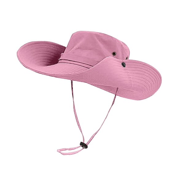 Unisex Cowboy Hat UPF50 UV Protection Wide Brim Adjustable Chin Strap Quick Dry Outdoor Walking Running Fishing Sun Hat Boonie Bucket