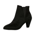thumbnail image 2 of NexTorq Women's Pointed Toe Suede Chelsea Ankle Boots Cone Mid Heel Pull-On Short Boots for Fall Winter Office Dress Outfits and Everyday Casual Weekend Wear All Day Comfort Black US-5.5 (EU-36), 2 of 4