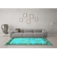 thumbnail image 3 of Ahgly Company Machine Washable Indoor Square Animal Turquoise Blue Traditional Area Rugs, 5' Square, 3 of 4